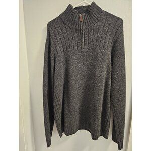 J. Crew 100% Lambs Wool Men 1/4 Zip Pullover Gray Mock Neck Sweater Size Large